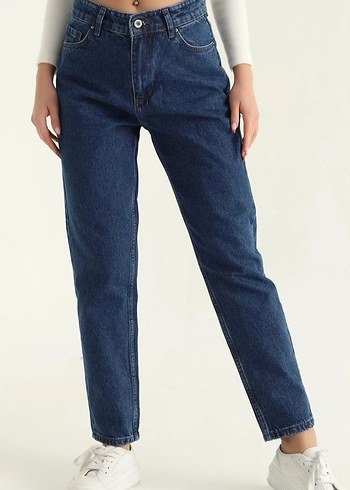 Kadın Koyu Mavi Regular Fit Denim Jean