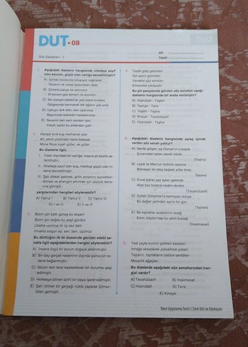  AYT DUT Türk Dili ve Edebiyatı Test Kitabı