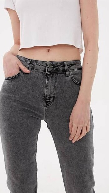 Gri mom jean 