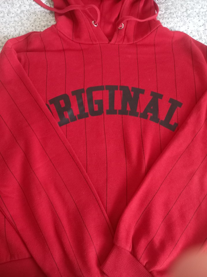 Kırmızı Kapüşonlu Baskılı Sweatshirt - Görsel 4