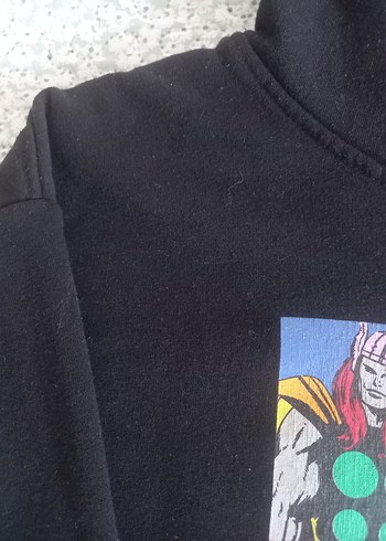 Siyah Marvel Baskılı Kapüşonlu Sweatshirt - Görsel 5