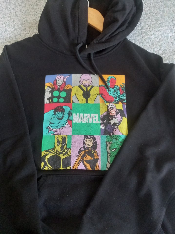 Siyah Marvel Baskılı Kapüşonlu Sweatshirt - Görsel 4