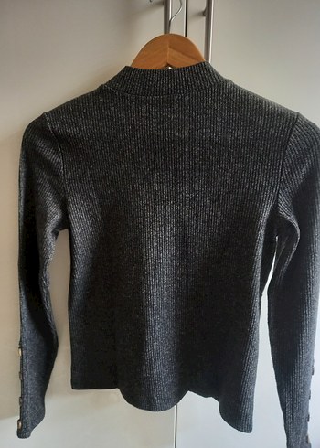 Oasis Düğmeli Gri Yüksek Yaka Kadın Kazak - Görsel 2