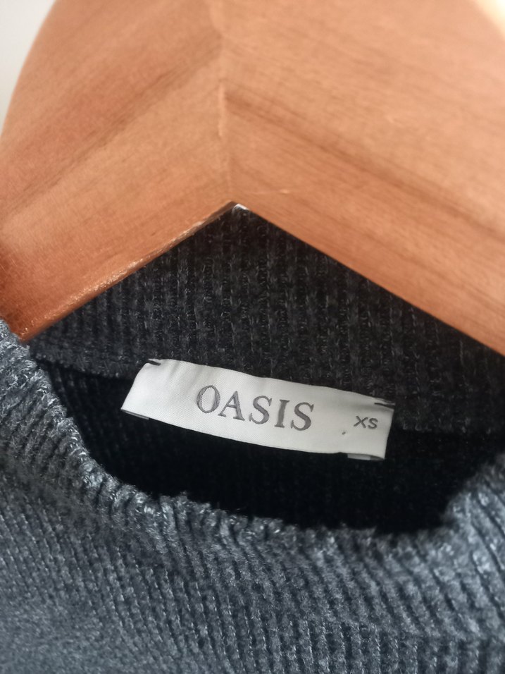 Oasis Düğmeli Gri Yüksek Yaka Kadın Kazak - Görsel 3