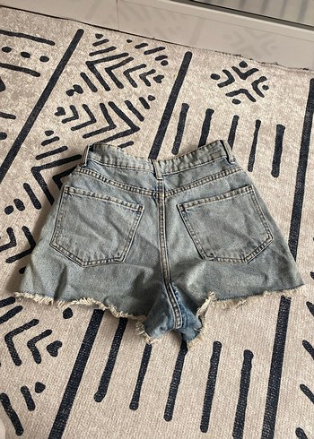 Kadın Gri Tie-Dye Mini Denim Şort - Görsel 2