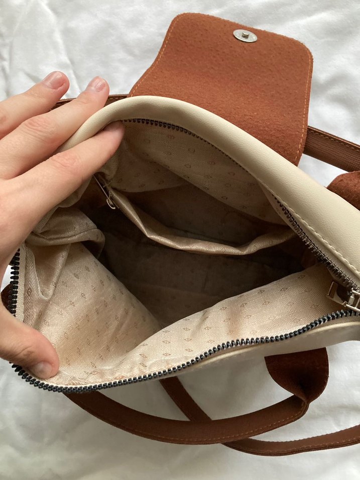 Bej Deri Kadın El Çantası - Görsel 5