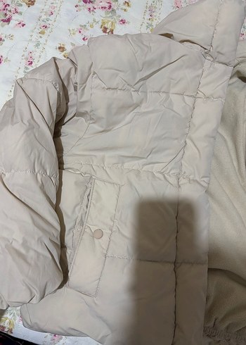 Bej Kadın Puff Mont Yüksek Yaka - Görsel 3