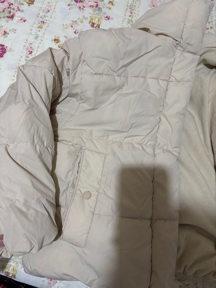 Bej Kadın Puff Mont Yüksek Yaka - Görsel 3