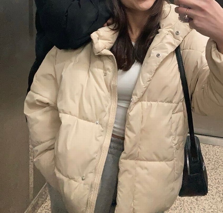 Beyaz Şişme Midi Kadın Kışlık Mont - Görsel 4