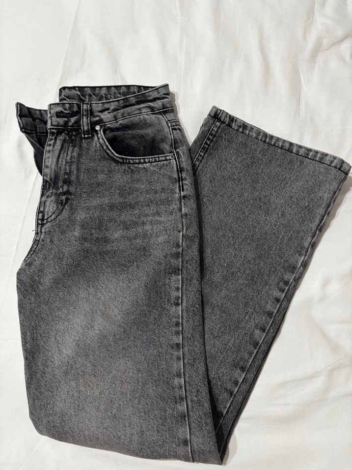 Gri Regular Fit Midi Kadın Denim Pantolon - Görsel 4