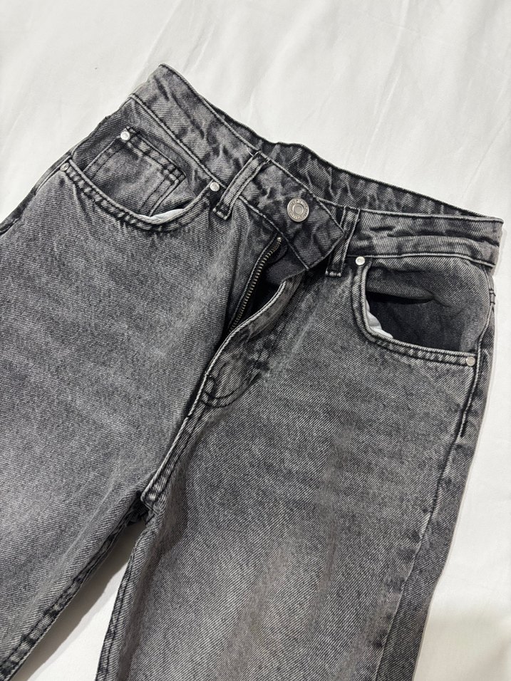 Gri Regular Fit Midi Kadın Denim Pantolon - Görsel 3