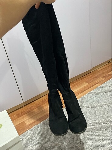 Diğer Siyah süet kuş gözü bağcıklı çizme