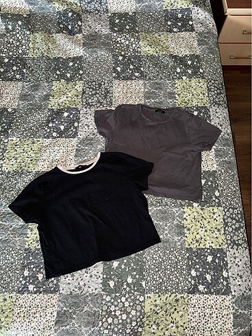 ikili siyah/ füme crop set