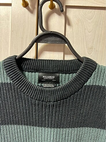 Pull and Bear p&b yeşil siyah çizgili kazak