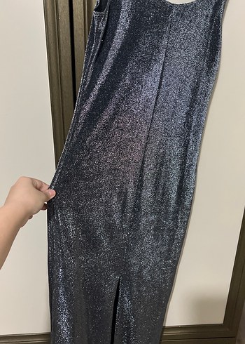 Gri Metalik elbise - Görsel 4