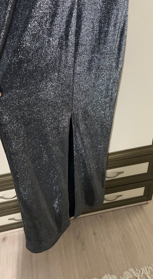 Gri Metalik elbise - Görsel 5