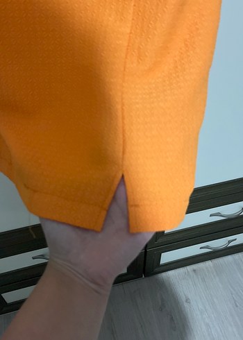 Parlak Turuncu İnce Askılı Mini Elbise - Görsel 2