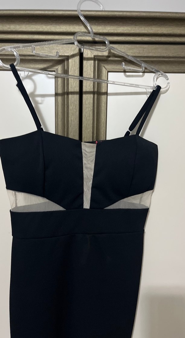 Siyah Askılı Mini Elbise - Görsel 2