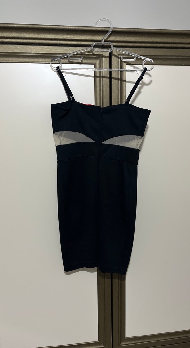 Siyah Askılı Mini Elbise - Görsel 4