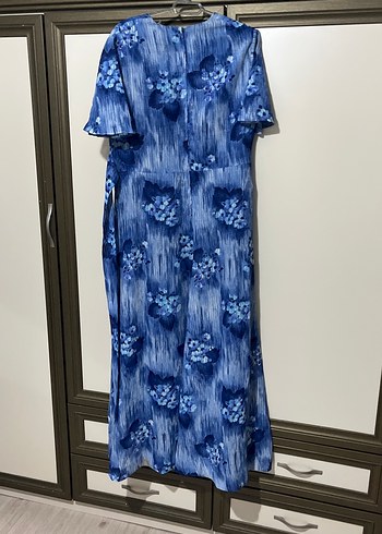 Mavi Batik Desenli Uzun Elbise - Görsel 4