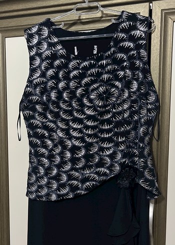 Siyah Desenli Uzun Askısız Elbise - Görsel 2