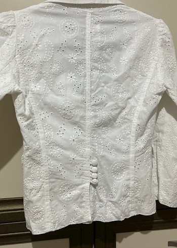 Düğmeli Beyaz Kadın Blazer Ceket - Görsel 4