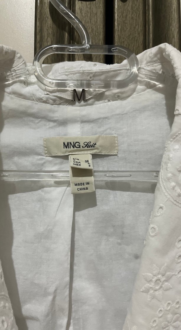 Düğmeli Beyaz Kadın Blazer Ceket - Görsel 3