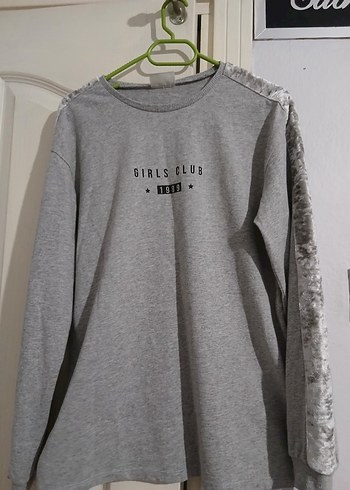 Gri Uzun Kollu kafife Baskılı çocuk Sweatshirt