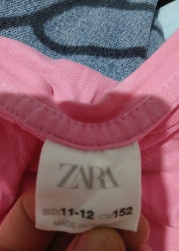 Zara Kız Çocuk Pembe Keten Kısa Kollu Tişört