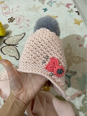6-12 Ay, 18 cm Beden Kitti çocuk bere atkı eldiven takımı