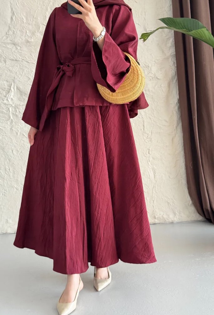 Bordo Bohem Salaş Etek Takım - Görsel 2