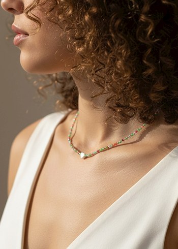 Sedef taşı detay Kristal boncuklu Bohem Kolye - Görsel 2