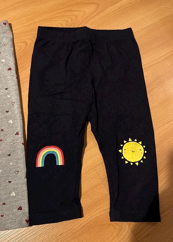 Kız Çocuk Gri Kalp Baskılı Tayt - Görsel 3