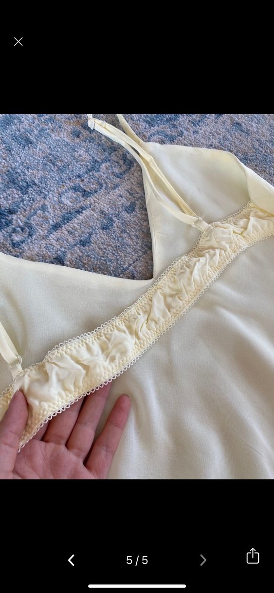 Zara sarı V Yaka Dantel Detaylı Midi Elbise - Görsel 5