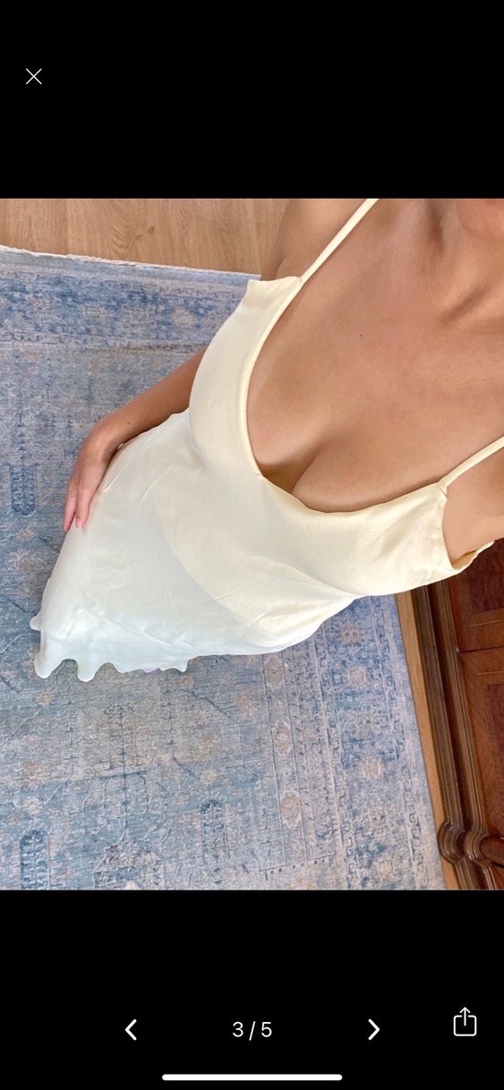 Zara sarı V Yaka Dantel Detaylı Midi Elbise - Görsel 3