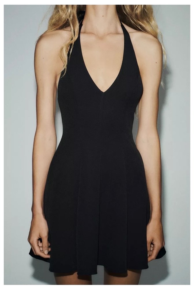 Zara V Yaka Askılı Midi Elbise - Görsel 5