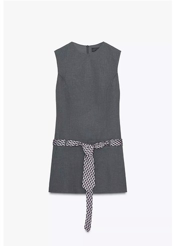 Zara Gri Mini Elbise - Görsel 4