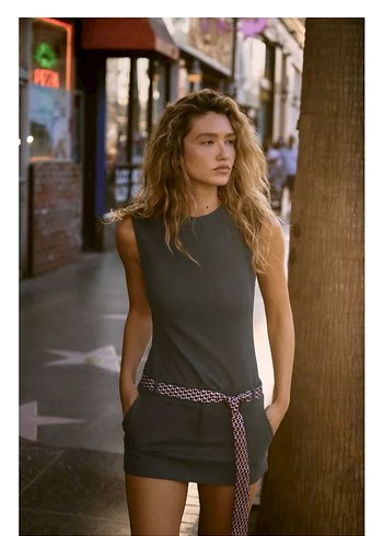 Zara Gri Mini Elbise - Görsel 2