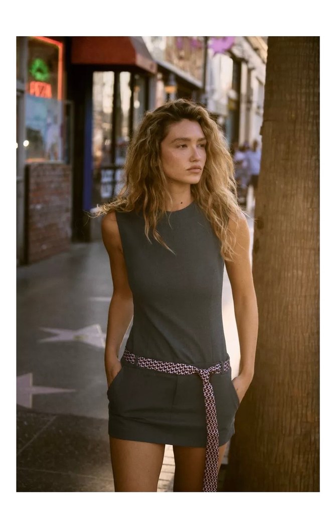 Zara Gri Mini Elbise - Görsel 2