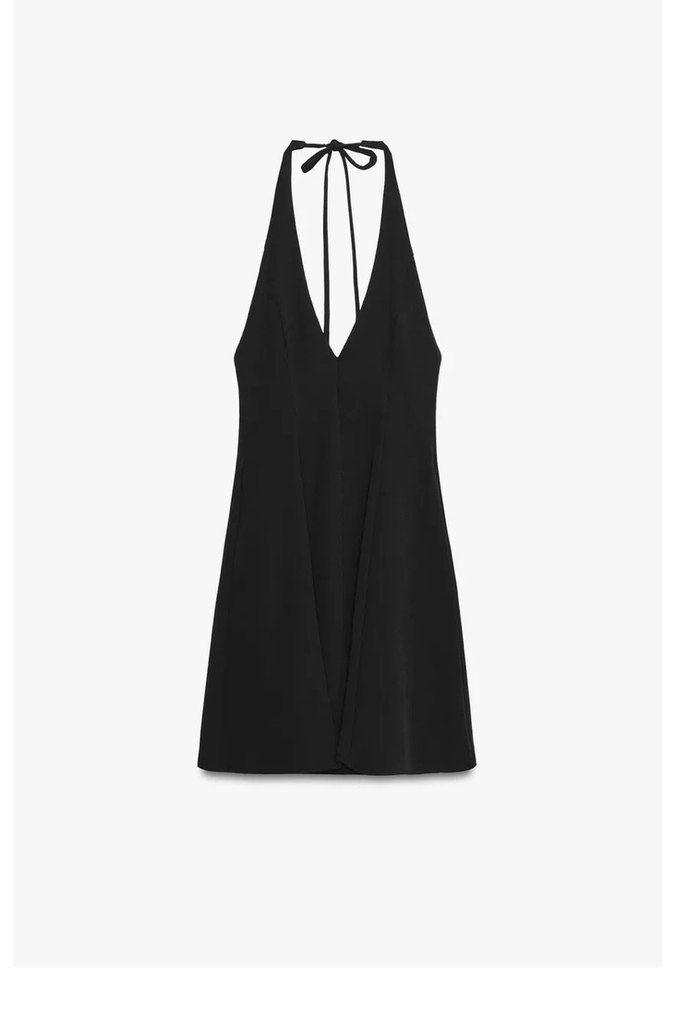 Zara V Yaka İnce Askılı Mini Elbise - Görsel 4