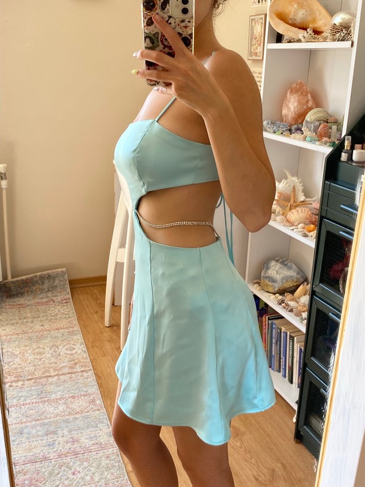 Bershka Turkuaz Zincir Detaylı Gövde Zinciri - Görsel 2