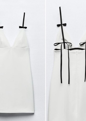 s Beden beyaz Renk Zara İnce Askılı Mini Elbise
