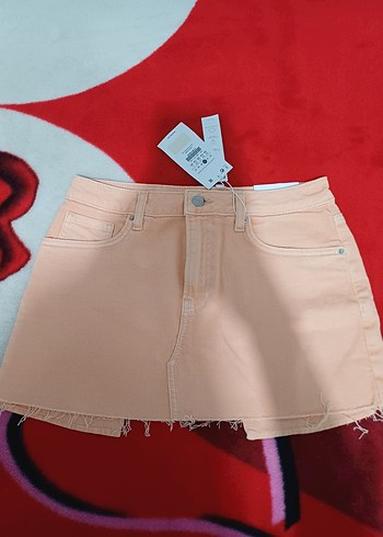 Bershka bej turuncu Mini denim etek
