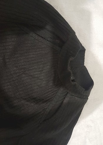 Siyah Yüksek Yakalı Uzun Kollu Mini Elbise - Görsel 4