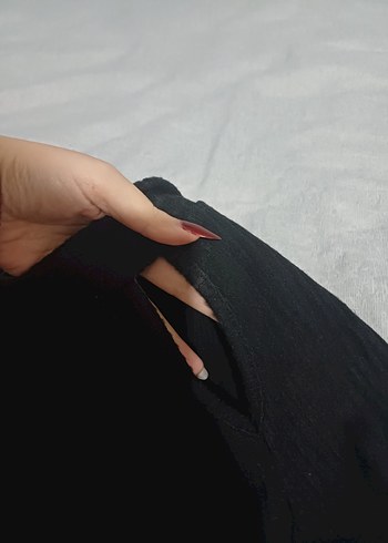 Siyah Yüksek Yakalı Uzun Kollu Mini Elbise - Görsel 5