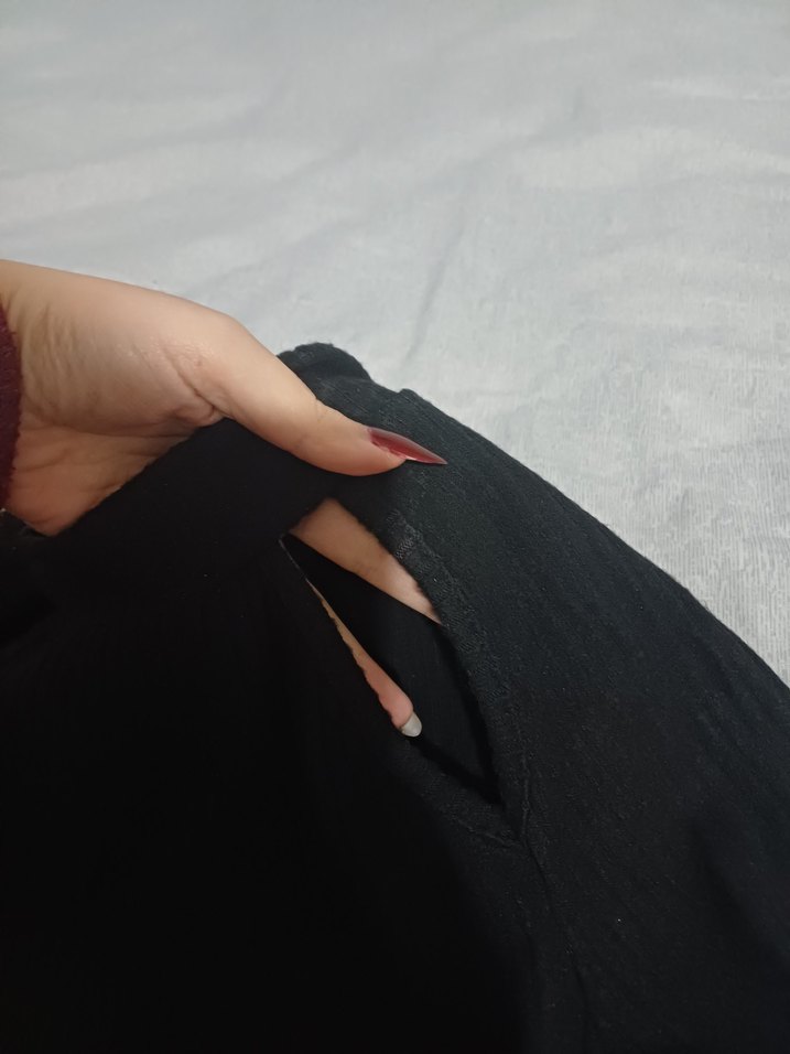 Siyah Yüksek Yakalı Uzun Kollu Mini Elbise - Görsel 5