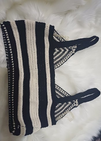 Bohem Gri Çok Renkli Örgü Büstiyer - Görsel 2