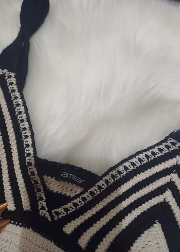 Bohem Gri Çok Renkli Örgü Büstiyer - Görsel 3