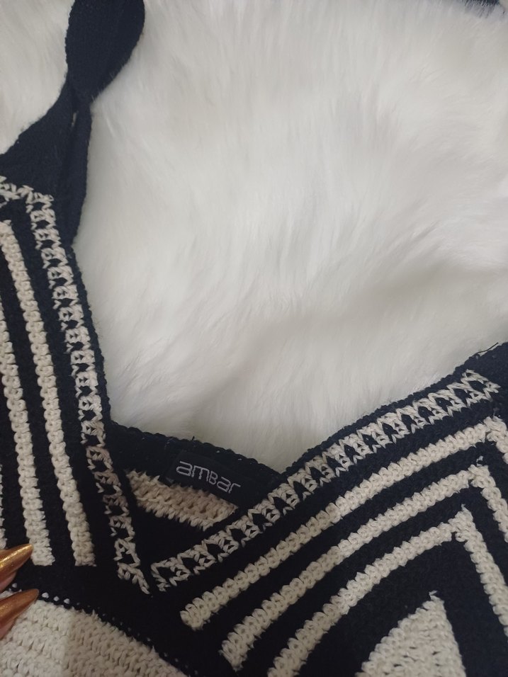 Bohem Gri Çok Renkli Örgü Büstiyer - Görsel 3