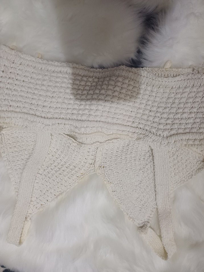 Nakışlı Beyaz Mini Bohem Büstiyer - Görsel 4